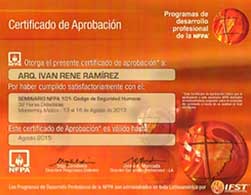 Constancia NFPA Arquitectos RM